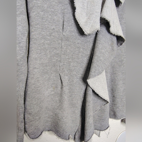 We The Free Gray Ebb & Flow Asymmetrical Ruffle Double Zip Up Jacket Sz L - Picture 12 of 15